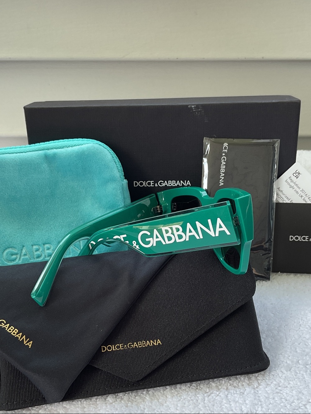 Dolce & Gabbana Turquoise Square Frame Sunglasses - Picture 3 of 7